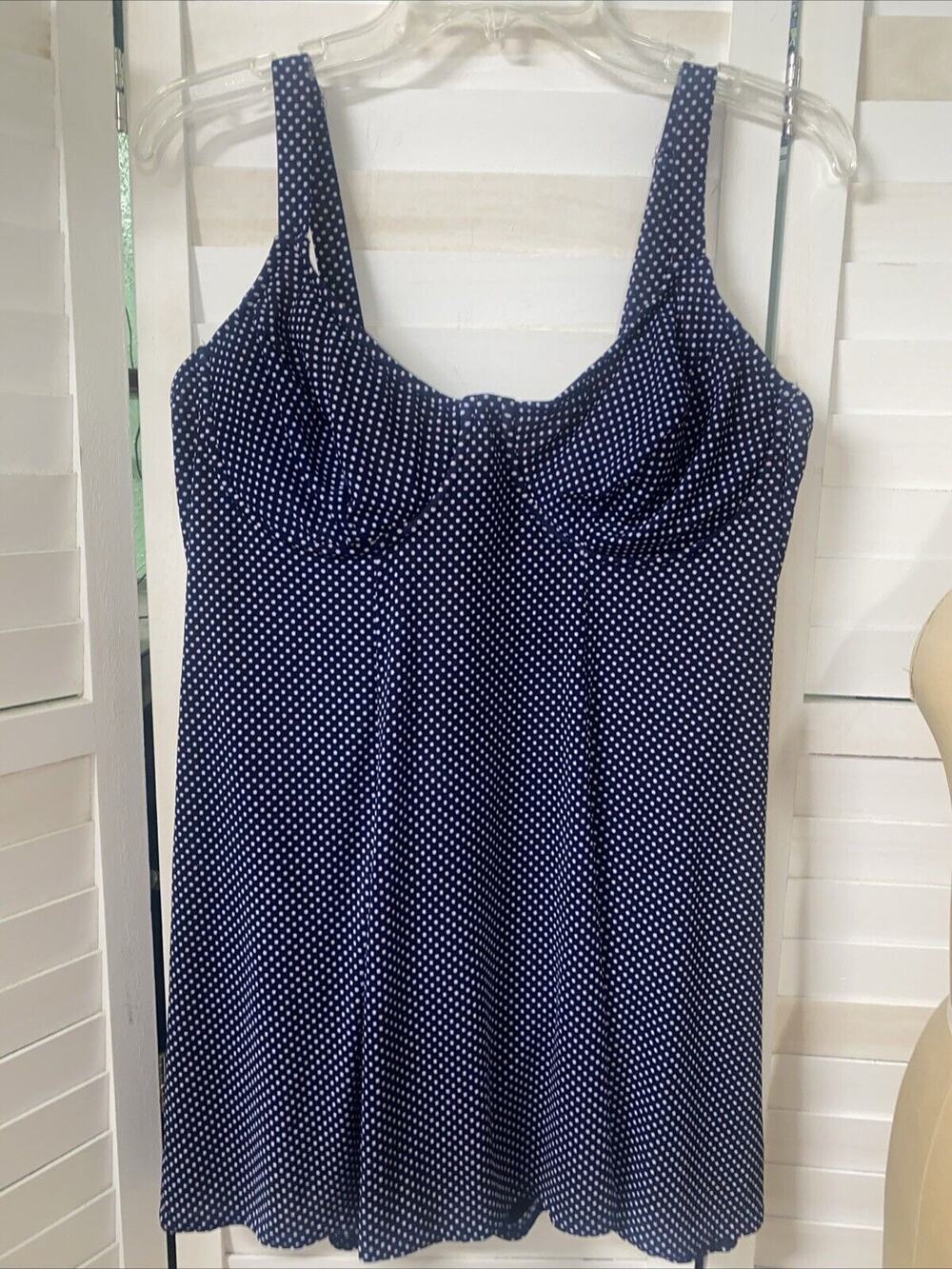 Beach CABANA Women’s One-piece Swimsuit Dress Underwire Polka Dot Sz 1X